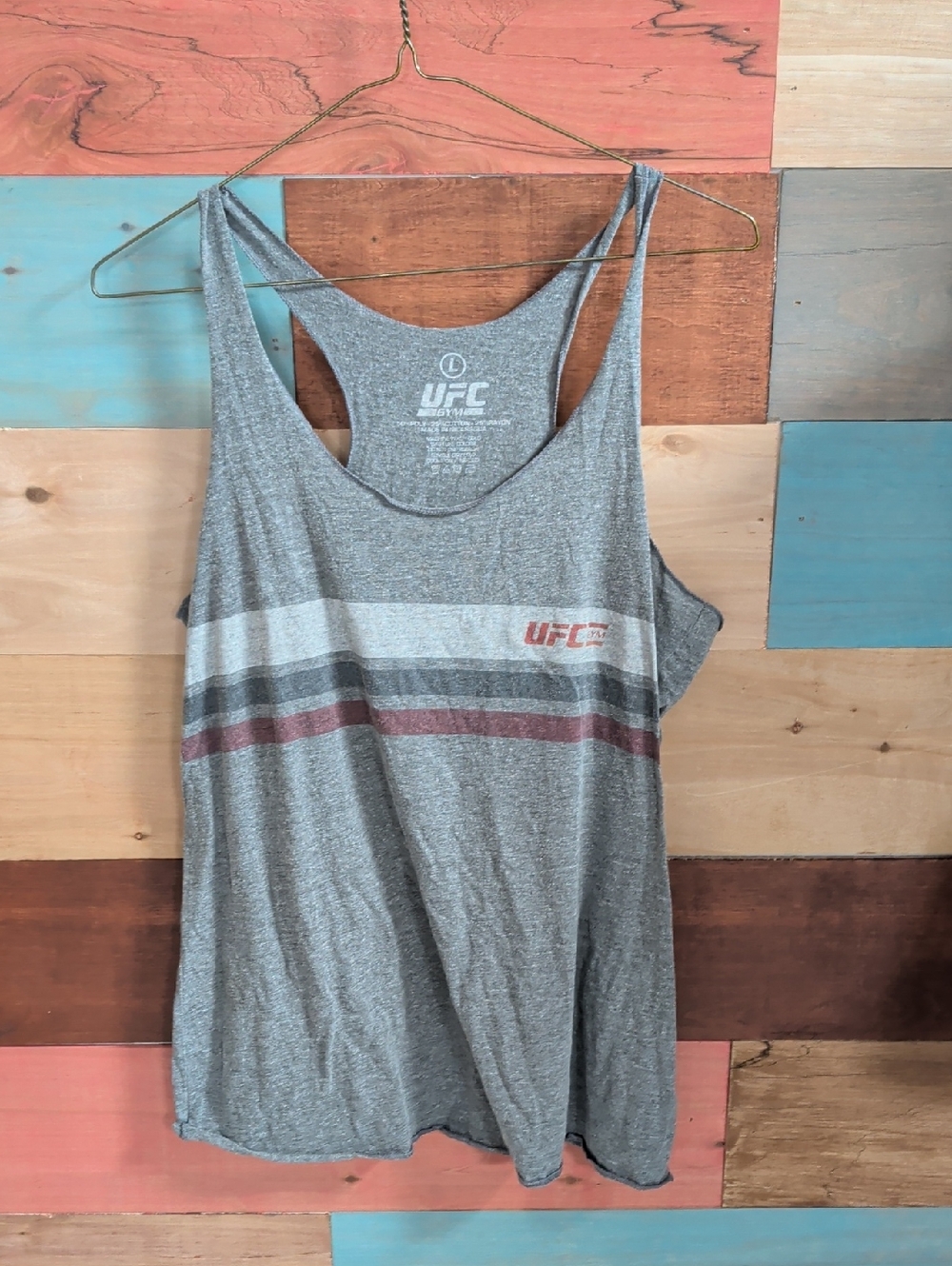 UFC Gray Striped Racerback Tank Top
